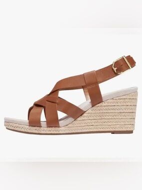 Cole Haan Brown Leather Wedge Espadrille Sandals